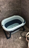 日康（rikang）泡澡桶 儿童折叠浴桶婴儿洗澡盆 宝宝洗澡桶 赠浴凳蓝色X1026-1 实拍图