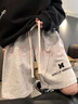 唐号短裤男生舒适潮流侃爷FOG高街休闲宽松大码五分裤女直筒学生美式 长隆  G36  浅灰色 L 实拍图
