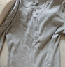 优衣库女装罗纹亨利领T恤/长袖修身短款内搭打底25新款479591 479591/02浅灰色 XL 实拍图