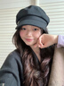 七色纺贝雷帽女秋冬季帽子女八角帽女士报童画家帽鸭舌贝雷帽 黑色 晒单实拍图