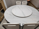 沐晨岩板餐桌实木可伸缩折叠圆餐桌椅组合现代简约小户型餐厅吃饭桌子 4轨道宝马灰-雪山白岩板【木椅】 1.35m一桌八椅 实拍图