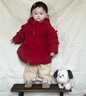 戴维贝拉（DAVE＆BELLA）白鸭绒儿童羽绒服保暖女童上衣冬装圣诞加厚小童外套宝宝衣服 浆果红【现货】 100 cm（建议身高90-100cm） 实拍图