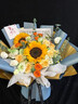 艾斯维娜鲜花速递向日葵混搭花束生日礼物全国同城配送 向日葵香槟韩式花束 实拍图