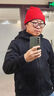 海澜之家（HLA）帽子男士含羊毛秋冬季保暖加绒毛线针织帽防风防寒潮 红色 实拍图