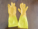 金钱花厨房洗碗家务洗衣服天然橡胶乳胶食品级胶皮清洁防水刷碗手套加厚 橙黄双色款促销一双 S码（适合手小女士或儿童） 实拍图