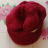 冬季妈妈中老年老太太加绒加厚针织毛线保暖女士南瓜贝雷帽子短檐 酒红色-一个装 实拍图