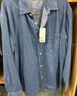 优衣库男女装牛仔宽松衬衫/水洗产品长袖衬衣478115 480761 478115/65宝蓝色 L 实拍图