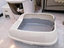 美卡抗菌款半封闭猫砂盆特大号踏板敞开式防外溅防臭猫厕所便盆银灰色 实拍图