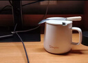传旗陶瓷马克杯带勺盖咖啡杯牛奶杯早餐杯办公杯男女茶杯描金白400ml 实拍图