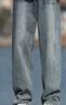 Homlean美式水洗牛仔裤男秋冬高街宽松直筒阔腿长裤子HS05复古蓝加绒XL 实拍图