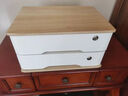 实木桌面收纳盒抽屉式办公桌上整理箱多层杂物储物柜木质盒子带锁 原木加白色2层【全锁】 实拍图