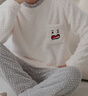 猫人睡衣男士冬珊瑚绒加绒加厚保暖套头卡通印花可外穿家居服米白XL 实拍图
