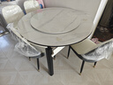 丰舍 餐桌 可变圆桌伸缩折叠实木岩板餐桌椅组合现代轻奢餐桌餐厅饭桌 黑白色-雪山白岩板-101皮椅 【1.20米】 一桌4椅 实拍图
