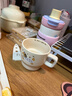网红新款叠叠马克杯宿舍家用可爱狗陶瓷杯水杯礼物茶杯咖啡杯 奶油色 1个 280ml 奶白礼帽小狗叠叠杯【无盒装】 实拍图
