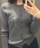 优衣库女装精纺美利奴羊毛圆领针织开衫/长袖通勤秋冬新款478331 05 天灰色 M 实拍图