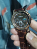 正品男士手表高档休闲石英表简约气质男表皮带高颜值罗马时尚腕表 咖啡色指挥官款 实拍图