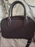 裘真【明星推荐】宽宽包植鞣牛皮休闲斜挎包手提保龄球包女 咖啡色 预售12天 实拍图