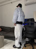 杉努（SHANNU）裤子男款士秋冬季加绒加厚宽松休闲直筒条纹美式高街运动卫长裤 904灰色【常规】 XL （建议120-140斤） 实拍图