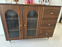 柚耀餐边柜一体靠墙现代简约餐厅茶水柜厨房收纳柜法式胡桃色藤编斗柜 【长虹玻璃款胡桃】120cmA餐边柜 实拍图