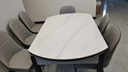 上林春天 岩板餐桌 实木餐桌椅组合现代简约伸缩折叠圆桌吃饭桌子餐厅家具 亮光雪山白黑灰【轻奢皮椅灰色】 1.35m 一桌六椅 实拍图