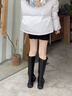 ZHR长筒靴女秋不过膝新疆西部骑士靴平底皮带扣显瘦靴子女FK28黑色37 实拍图