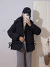 妍莉芬（yanlifen）黑色连帽羽绒棉服女短款2025年冬季新款加厚棉袄小个子棉衣外套女 黑色 S 约105斤以内 实拍图