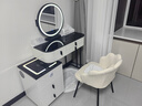 雅即（YAJI）智能梳妆台卧室实木大小户型现代轻奢简约无线充电多功能化妆台桌 白80桌+多功能柜+智镜+花瓣椅 黑色钢化玻璃+蓝牙音响+无线充电 实拍图