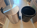 欧润哲垃圾桶脚踏带盖8L不锈钢客厅卧室厨房卫生间家用内外双桶缓降静音 实拍图