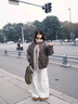 WASSUP HERMU官方棉服男秋冬季cleanfit重磅座山雕剪裁解构设计宽松大毛领外套 灰咖色 XL （推荐130-150斤） 实拍图