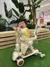 嘻优米滑板车儿童1-3岁防侧翻宝宝6-12岁可坐可骑可推小孩脚踏板车 【 滑/骑二合一款】加大软座 奶咖米 实拍图