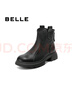 百丽（Belle）复古擦色时装羊皮靴女2025冬新商场同款真皮粗跟短靴E5S1DDD5 黑色 38 实拍图