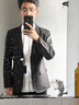 法蒙泽西服套装男士三件套商务职业正装小西装男结婚新郎上班修身外套男 黑色(西服+西裤+大礼包) L 【95-110斤】 实拍图