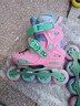 米高轮滑鞋S3儿童花样溜冰鞋套装高端平花四码调节直排初学花式旱冰鞋 粉色鞋 S (29-32) 实拍图