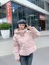 森马（Semir）90绒羽绒服女短款小宽松连帽高蓬面包服冬防泼水防风立领外套百搭 【显瘦小A廓形】橡皮粉（白鸭绒）61214 L 实拍图