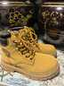 JEEP吉普童鞋儿童大黄靴子春秋款中大童皮靴工装靴儿童马丁靴 土黄35 实拍图
