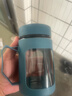 玻璃水杯商务杯大容量男女生带盖泡茶杯家用含茶隔把手杯 商务把手杯蓝色 500ml 1只 实拍图