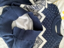 多妙屋男童毛衣儿童针织打底衫大童秋季加绒新款保暖纯棉秋冬款童装厚 【双层款】藏蓝66129 120 实拍图