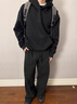 牧唯美式重磅硬挺卫衣男士秋冬新款纯色百内搭连帽衫外套保暖加绒上衣 黑色【高品质】 【90%买家选择】 XL [建议125-140斤] 实拍图