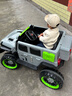 爵士酷派牧马人儿童电动车可坐大人宝宝四驱越野车男女孩遥控玩具电动汽车 高配+灰色+皮座+软轮+12V10A电瓶 实拍图