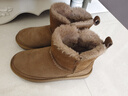 意尔康雪地靴女短筒棉鞋加绒女靴保暖面包鞋 26322W 浅棕色 35  实拍图