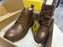 马登疯马皮马丁靴男秋美式复古工装靴棕色英伦风休闲中帮真皮靴子 蜜蜡色 43 (265mm) 实拍图