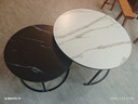 立太（LEADTEK）茶几客厅小户型边几沙发轻奢小桌子现代简约圆形茶几组合茶桌茶台 80CM白+60CM黑+黑架【加粗加厚】 实拍图