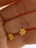 六福珠宝足金栀子花黄金耳钉耳饰送礼 计价 G01G0027DS 0.95克(含工费100元) 配硅胶耳堵 实拍图