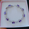 XUPING旭平首饰合金时尚【四叶花】彩宝系列镶嵌人造石手链送礼饰品 紫色 实拍图