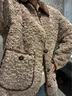 森马（Semir）外套女冬仿兔毛拼接灯芯绒翻领宽松落肩上衣气质复古潮流夹克 深卡其50709 XL 实拍图