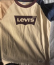 Levi's 李维斯儿童装男童长袖T恤春秋款圆领打底衫百搭撞色插肩袖上衣 焦糖布丁白 120 /60 【建议身高110-116cm】 实拍图