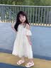 小野七天女童夏装连衣裙2024新款夏天裙子儿童露肩公主裙小女孩夏季雪纺裙 儿童米白连衣裙 120 实拍图