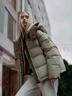 坦博尔羽绒服女短款时尚潮流可脱卸帽百搭保暖外套550388T 桉树绿 160 实拍图