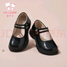 富罗迷女童皮鞋儿童公主鞋方口单鞋时尚儿童校园演出鞋 黑色 34 实拍图