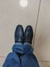 奥康品牌男鞋新品英伦豆豆鞋男真皮软底懒人一脚蹬休闲皮鞋透气 蓝色冬季加绒棉鞋 官方防伪码 42 实拍图